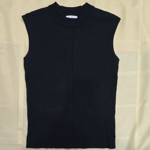 eva mendes for New York & Company Black Ribbed-Neck Shell